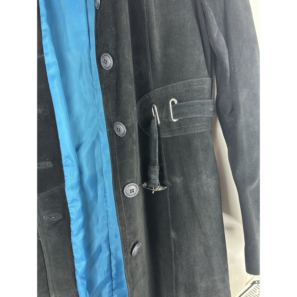 Vtg Margaret Godfrey x Bloomingdale's Suede Leather Belted Trench Coat Womens 14 - Picture 7 of 16
